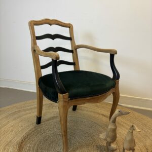 Fauteuil velours vert canard